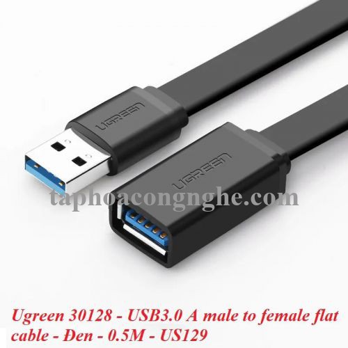 Ugreen 30128 0.5M màu Đen Cáp tín hiệu nối dài USB 3.0 dáng dẹt cao cấp US129 30030128